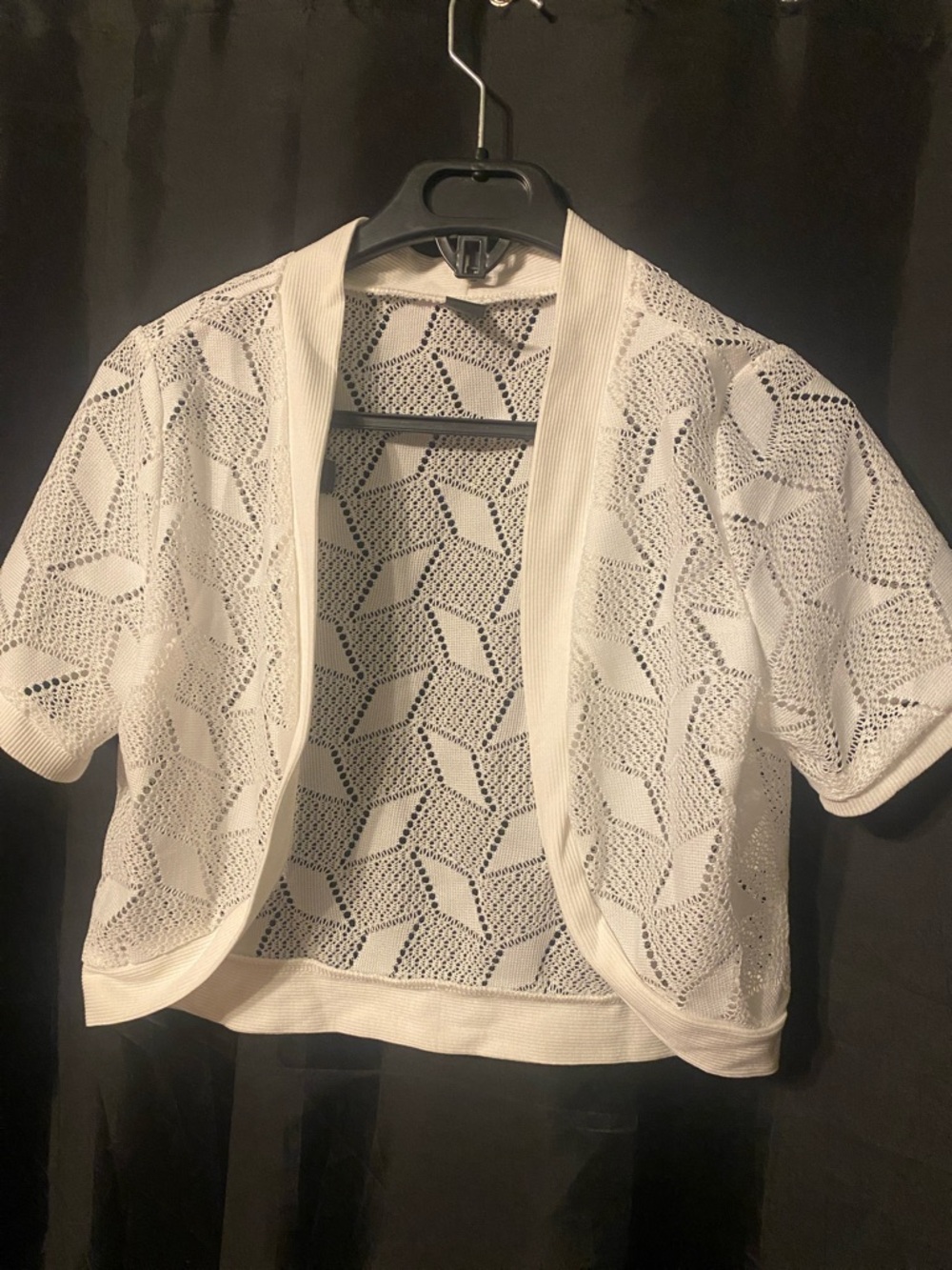 Open-Front White Crochet Crop Cardigan